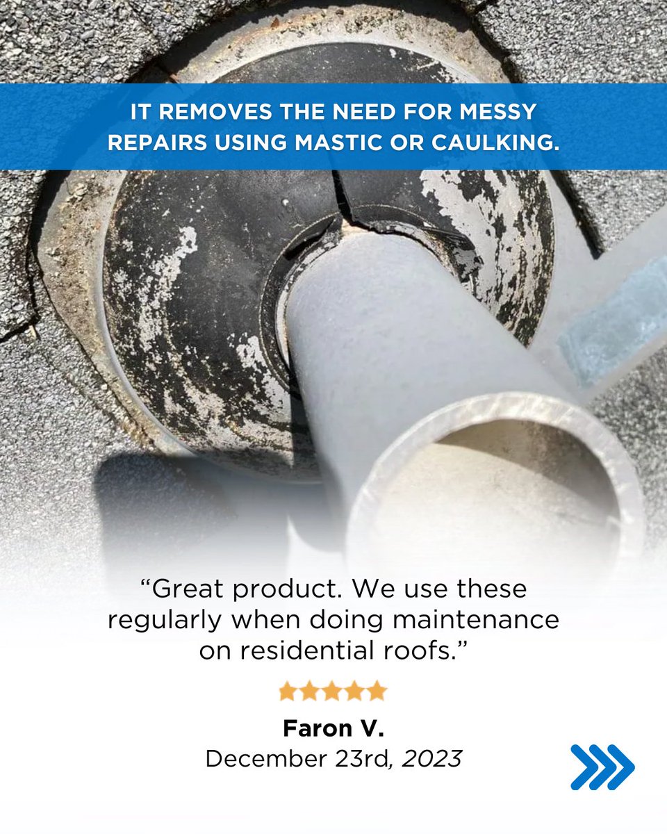BuyRoofing's tweet image. Leaky vent?
Fix it fast with the IPS 4N1 Rain Collar—no caulk, no mess, just a perfect fit and instant protection!  

#RoofRepair #RoofingDirect #LeakFix #DIYRepair