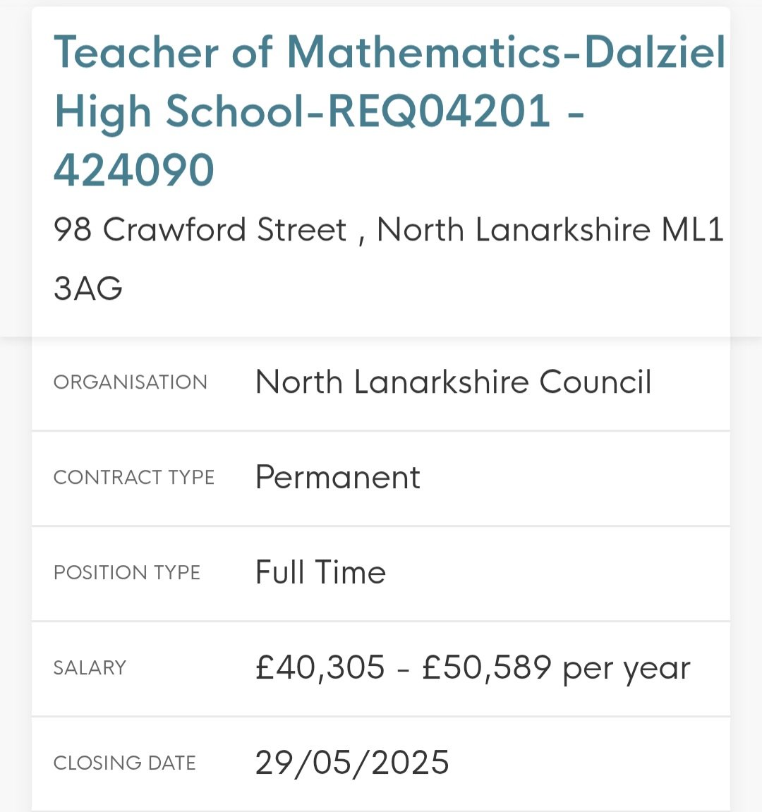 DalzielHigh's tweet photo. An exciting opportunity has come up in our Maths department. Please apply. https://t.co/udwr9QZM1A