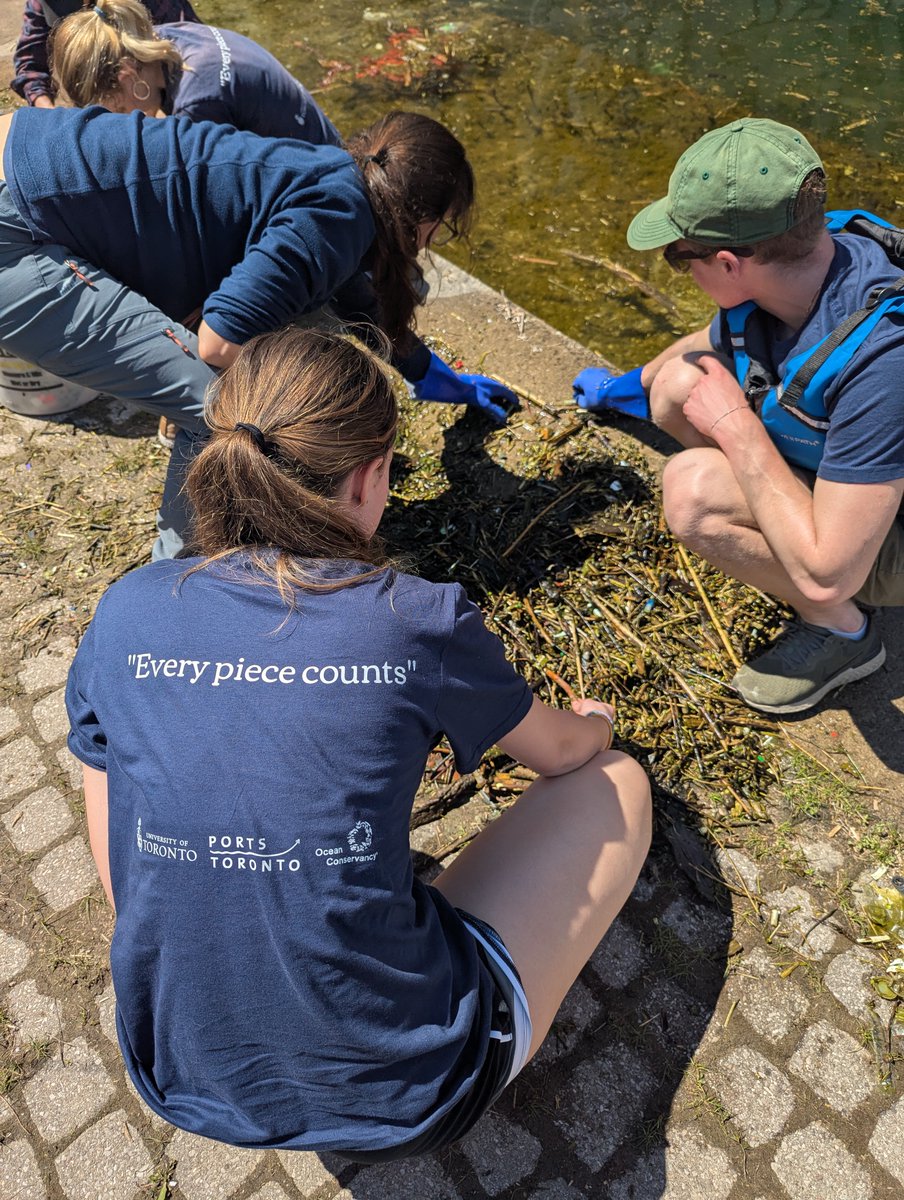 Our new #FightingFloatablesTO team of student researchers have descended upon the #Toronto waterfront to remove #PlasticPollution. Using trash traps &amp; manual skimming w/ poles, our team will clean the waterfront + monitor what we find to inform preventative solutions!
