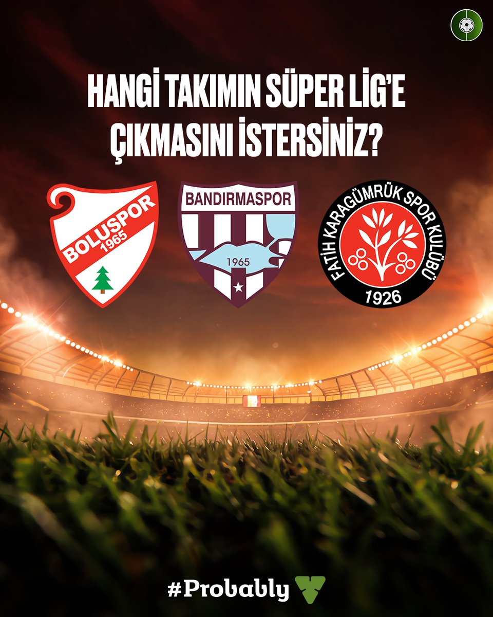 futbolarena's tweet photo. Hangi takımın Süper Lig'e çıkmasını istersiniz?

- Boluspor
- Bandırmaspor
- Fatih Karagümrük

#Probably #işbirliği https://t.co/Hx80AzPvCh