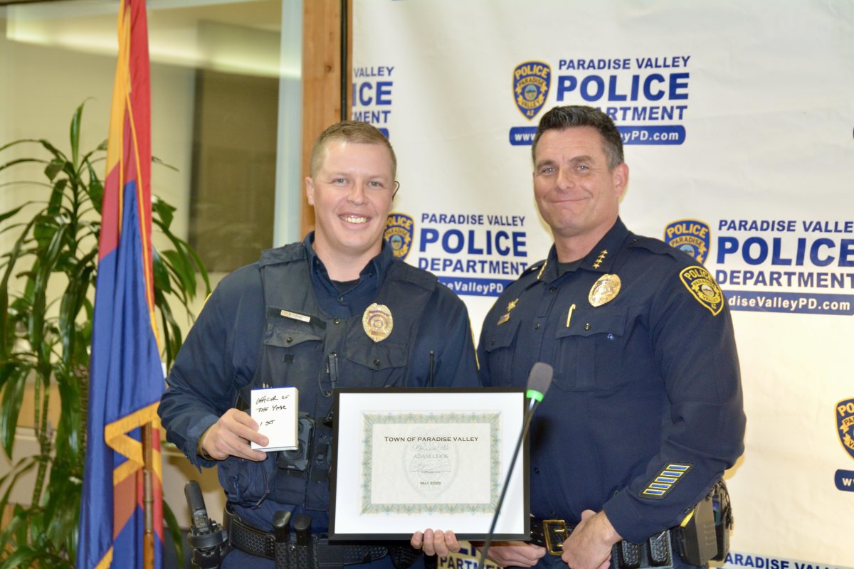 PVPolice's tweet photo. Congrats to Officer Adam Cook, PVPD’s 2024 Officer of the Year!
Leading graveyard shift w/ the most felony arrests, his sharp eye & swift action led to major cases closed. True example of #BeDiligent. #NationalPoliceWeek #PVPD https://t.co/ju0qDtFTd5