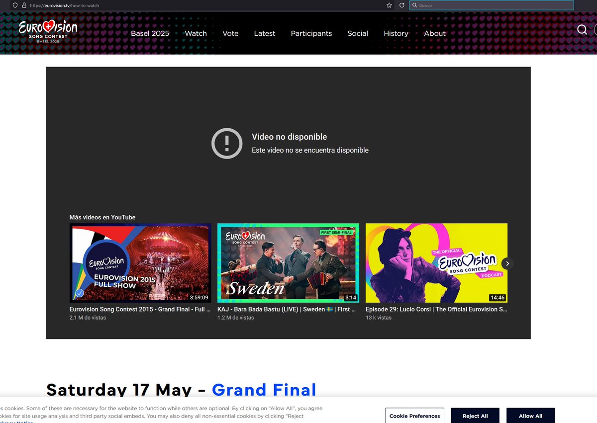 Mart_Croft's tweet photo. @Eurovision bloqueado en Sudamérica, bien jugado.
#eurovision #music #musica #viña #chile #europa #quesejodan https://t.co/K4OvWzoK7G