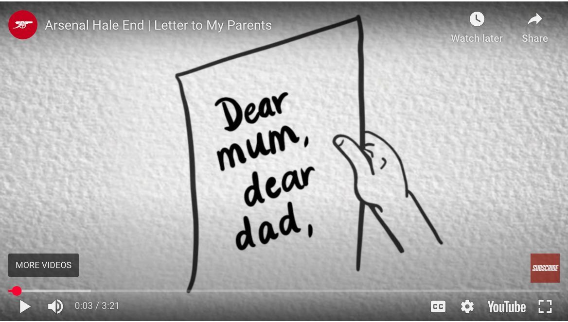 Such a great video - a few years old now but still worth digging out from the archives.

A fantastic short video put together by Arsenal academy players for their parents.  The video encompasses much of what we discuss in our workshops around the importance of the type of support