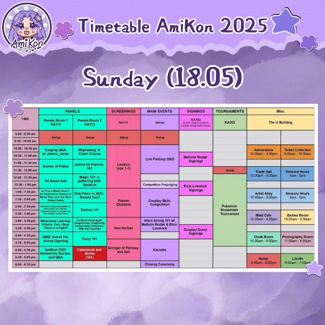 The Amikon 2025 timetable is here!  Make sure to check out the timetable so you don't miss anything this weekend!