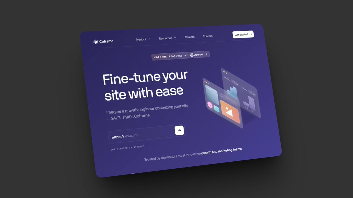 Narrow_Labs's tweet image. Check out the @coframe_ai website! Move your cursor to reveal a hidden design grid – a cool hint at their AI-powered marketing platform. Futuristic design meets effortless browsing.
narrowlabs.design/website-inspir…