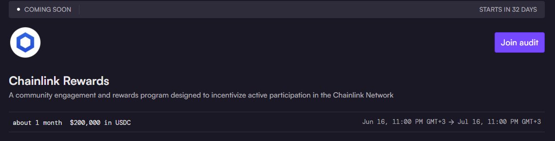 chainLink as a company is kinda always the best contest launcher

- announce very early to get in some good auditors schedule 
- always $/nSLOC is at skyrocket position
- duration of the contest itself is overly long (and this is controversial one tho)