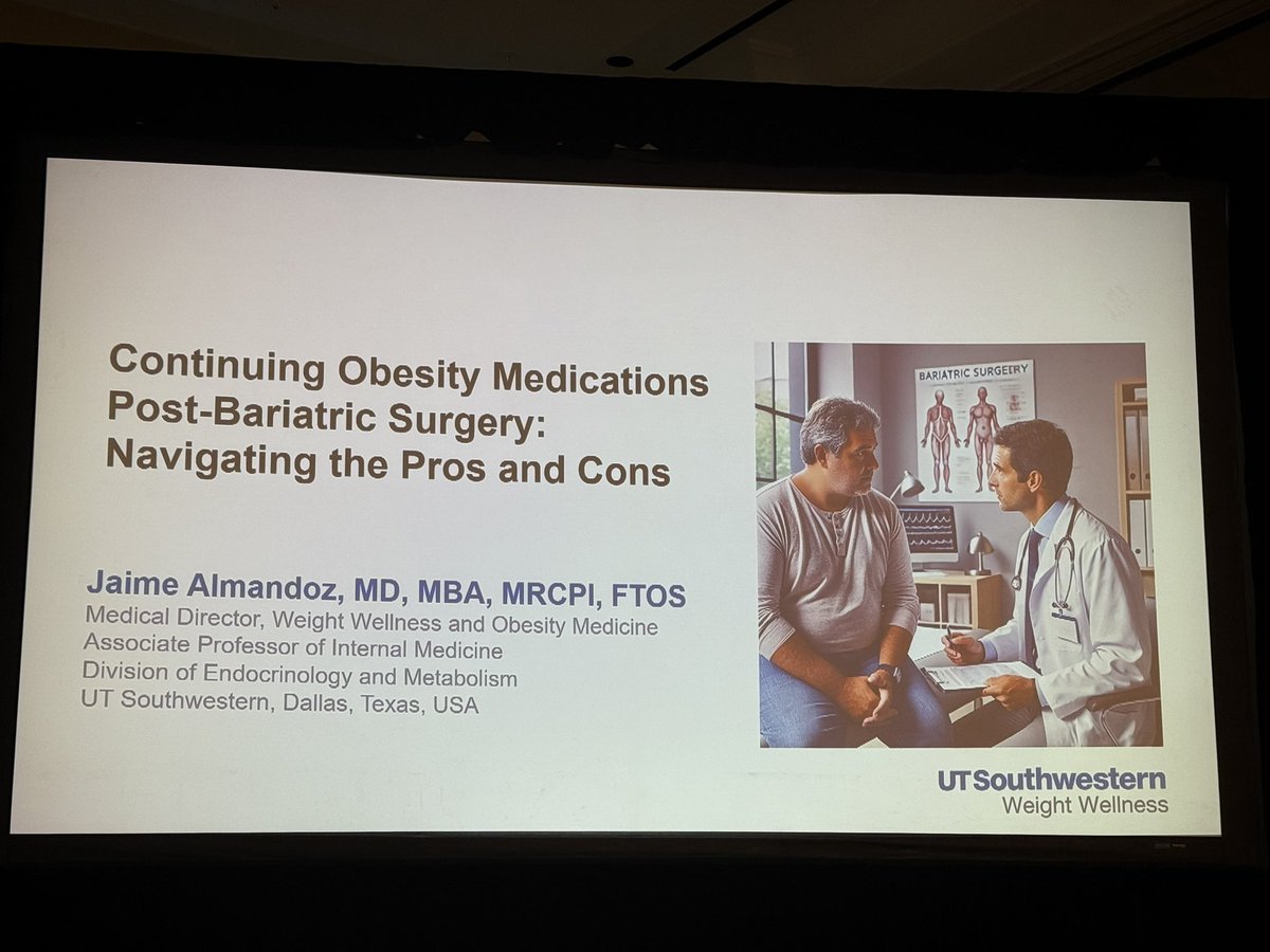 Post bariatric surgery #obesity medications are needed in many patients &amp; should not be framed as a “failure” -it’s a multipronged approach-helpful perspective and lots of learning from an amazing talk by <a href="/JaimeAlmandoz/">Jaime Almandoz, MD MBA FTOS</a> <a href="/WeAreAACE/">WeAreAACE</a> #endotwitter