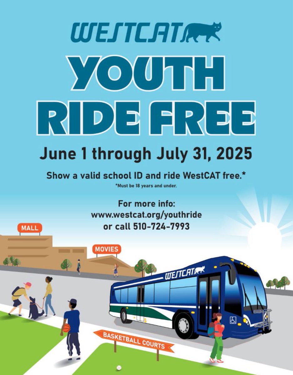 WestCAT is launching the Youth Ride Free summer program, allowing young people up to 18 to ride any WestCAT bus for free June 1 to July 31!  This initiative aims to enhance mobility, connect youth to vital resources, and foster social interactions. westcat.org/youthride