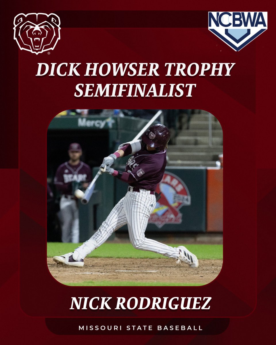 Missouri State Baseball (@mostatebsb) on Twitter photo One of the nation's best.
<a href="/nickrodriguez34/">Nick Rodriguez</a> is a Dick Howser Trophy semifinalist 👏
🔗 bit.ly/4kfehp2 One of the nation's best.
<a href="/nickrodriguez34/">Nick Rodriguez</a> is a Dick Howser Trophy semifinalist 👏
🔗 bit.ly/4kfehp2