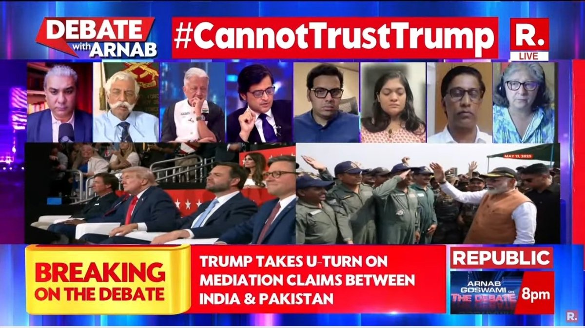 LEEFREESPEECH's tweet photo. Indian news channel republic world TV, host Arnab Goswami running live broadcast against US President Trump and threatening America 🇺🇸.
@POTUS
#CannotTrustTrump #donaldtrump https://t.co/T9YUNGs1tw