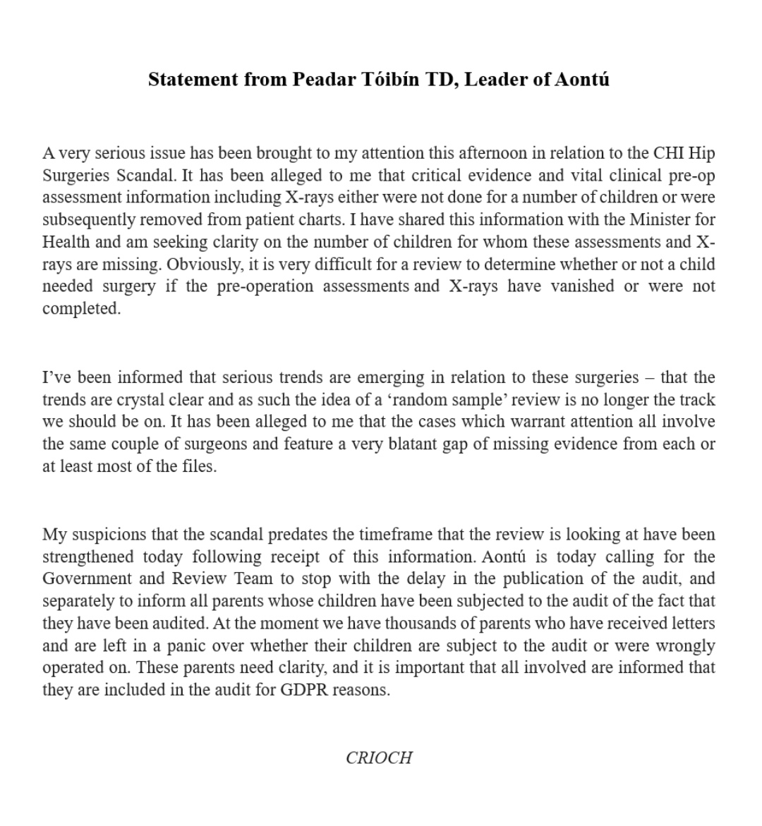 Very worrying development in relation to CHI Hip Surgery Scandal #HipScandal