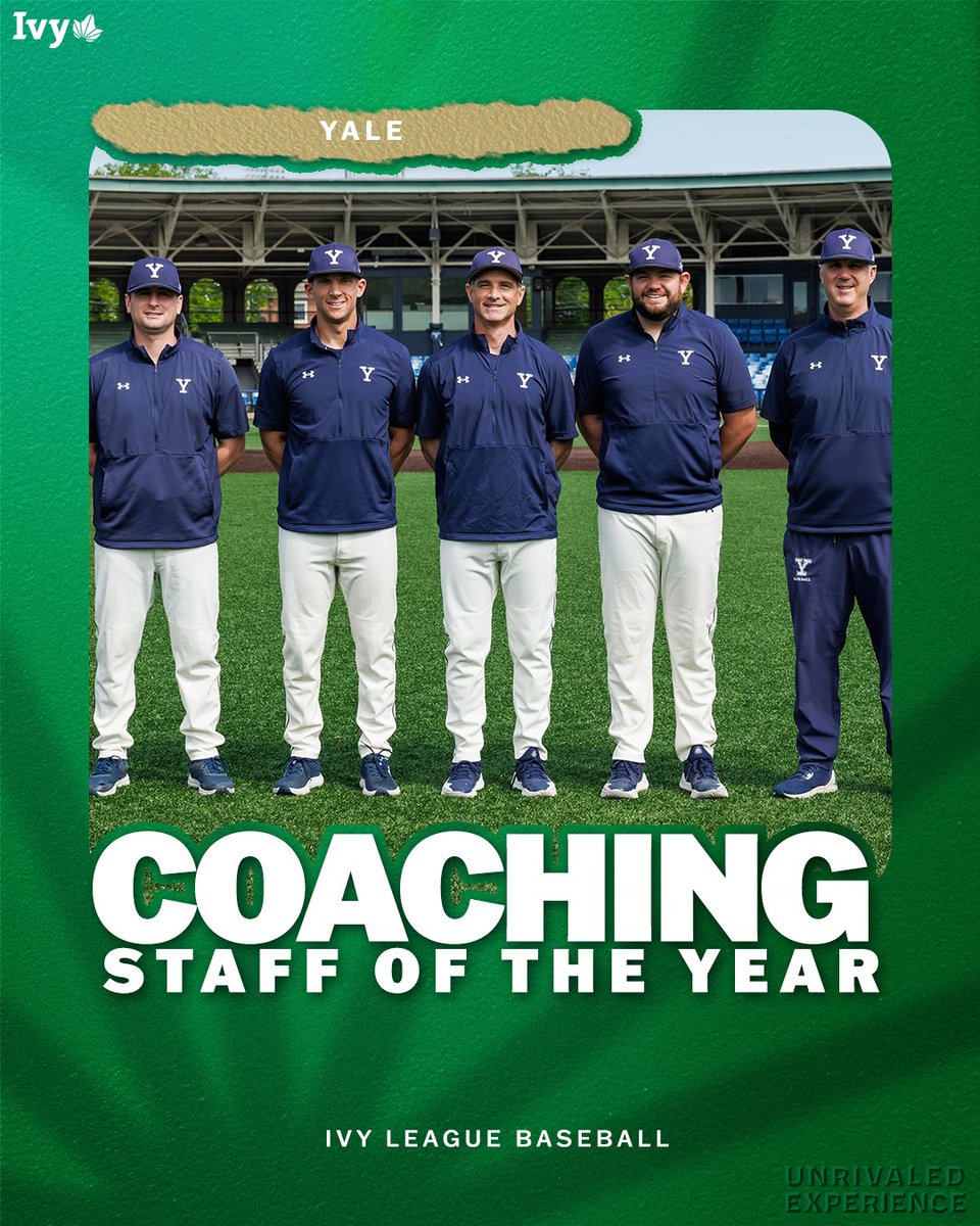 Ivy League (@ivyleague) on Twitter photo <a href="/CULionsBaseball/">Columbia Baseball</a> <a href="/YaleBaseball/">Yale Baseball</a> COACHING STAFF OF THE YEAR.
<a href="/YaleBaseball/">Yale Baseball</a>'s staff, led by third year head coach Brian Hamm, was voted Coaching Staff of the Year. The Bulldogs claimed a share of the Ivy title and hosting rights for this weekend’s Ivy League Tournament. 🌿⚾️
📰 » ivylg.co/BASE051525 <a href="/CULionsBaseball/">Columbia Baseball</a> <a href="/YaleBaseball/">Yale Baseball</a> COACHING STAFF OF THE YEAR.
<a href="/YaleBaseball/">Yale Baseball</a>'s staff, led by third year head coach Brian Hamm, was voted Coaching Staff of the Year. The Bulldogs claimed a share of the Ivy title and hosting rights for this weekend’s Ivy League Tournament. 🌿⚾️
📰 » ivylg.co/BASE051525