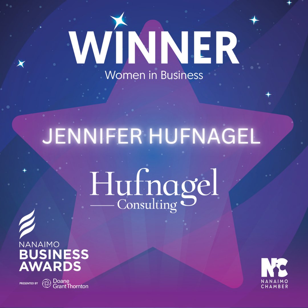 Winner of the Nanaimo Business Awards 2025 – Women in Business
Jennifer L Hufnagel – Hufnagel Consulting
A powerhouse of leadership, strategy, &amp; heart congratulations to Jennifer her outstanding achievements in business and her inspiring role as a leader in our community.