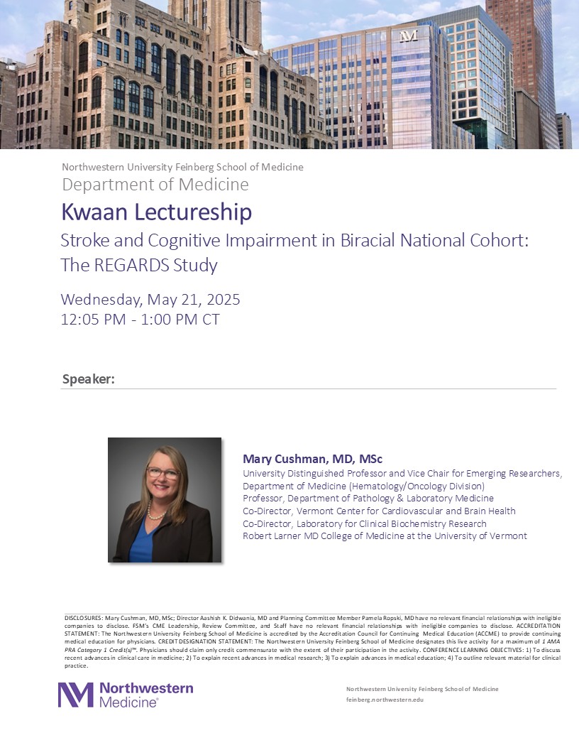 NU Internal Medicine (@nu_intmed) on Twitter photo Please join us on Wednesday, May 21st at Noon for our Next Medical Grand Rounds! We will be joined by <a href="/MaryCushmanMD/">Mary Cushman 🫀🧠🩸</a> from <a href="/UVMDeptMed/">UVM Department of Medicine</a> <a href="/UVMLarnerMed/">UVM Larner Med</a> <a href="/uvmvermont/">University of Vermont</a> for our Kwaan Lectureship! Please join us on Wednesday, May 21st at Noon for our Next Medical Grand Rounds! We will be joined by <a href="/MaryCushmanMD/">Mary Cushman 🫀🧠🩸</a> from <a href="/UVMDeptMed/">UVM Department of Medicine</a> <a href="/UVMLarnerMed/">UVM Larner Med</a> <a href="/uvmvermont/">University of Vermont</a> for our Kwaan Lectureship!