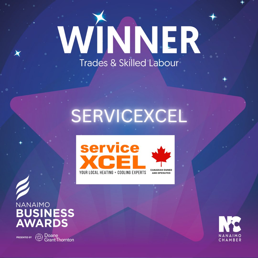 Winner of the Nanaimo Business Awards 2025 – Trades &amp; Skilled Labour @ServiceXCEL
Reliable, efficient, and proudly Canadian—ServiceXcel keeps our homes running smoothly. Congratulations on being honoured in Trades &amp; Skilled Labour!
#ServiceXcel #TradesExcellence