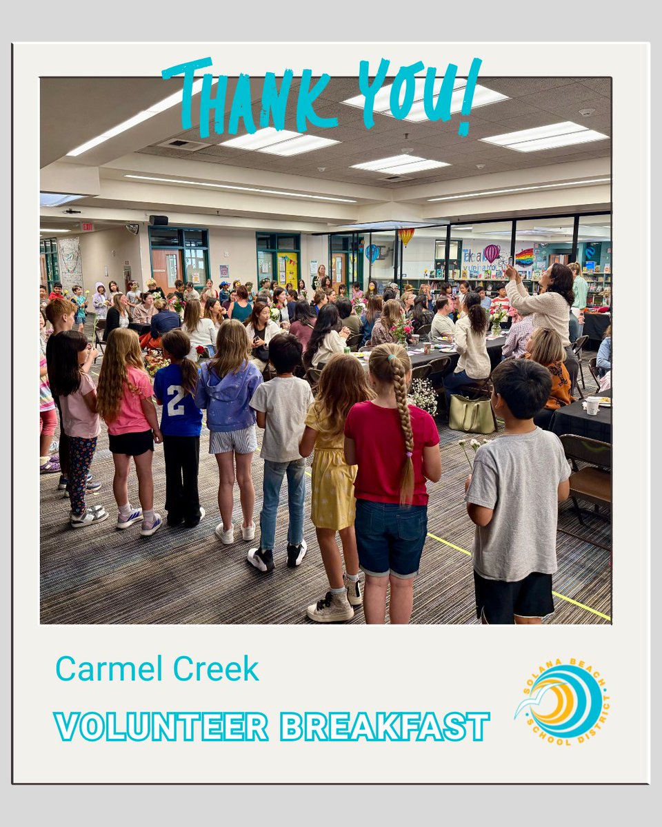 SolanaBeachSD's tweet image. Carmel Creek hosted a breakfast to celebrate the contributions of its volunteers. Some of the youngest students gave heartfelt speeches, while others serenaded guests with songs. To close the event, each volunteer was presented with a flower as a small token of thanks.

#SBSD