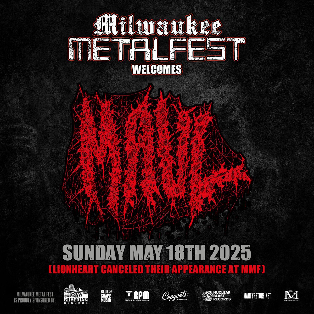 Thanks for your patience w/ the M&amp;G times, we are working directly with all the artists and their tour managers to secure the rest of the times. We have some news for ya. Lionheart has to cancel due to injury so the mighty MAUL will be taking their slot🔥