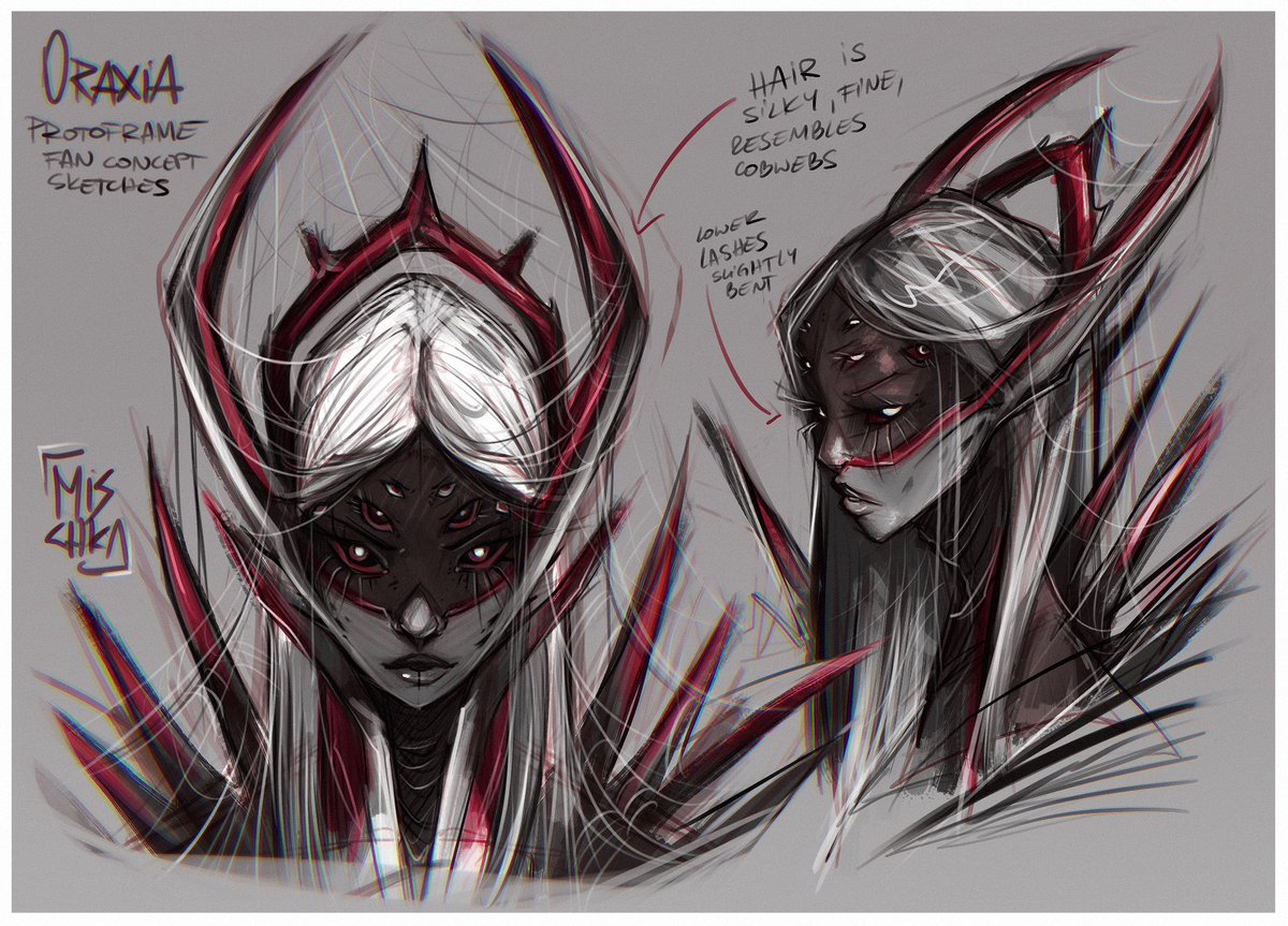 M15CHKA's tweet photo. PrimeTime means sketch time. 
Life is hectic but I wanted to squeeze some doodling. And todays session was my protoframe version of Oraxia because I am sooooooo excited for her it’s unreal. #Warframefanart #warframe #tennocreate https://t.co/qsWbM9UhZi