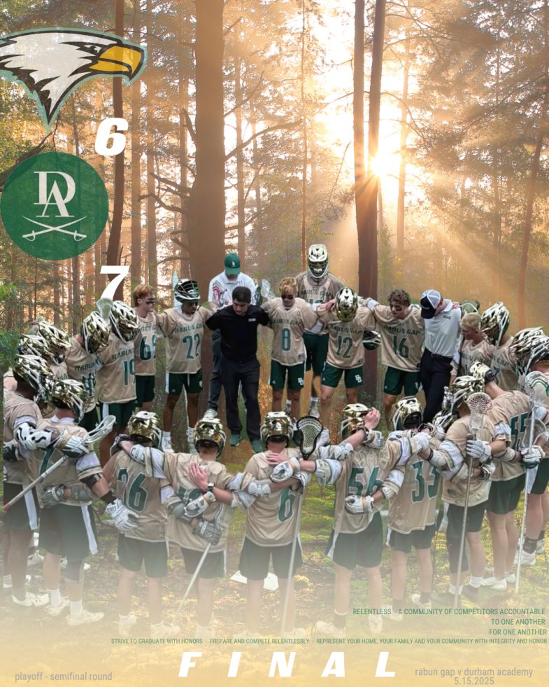 Rabun Gap Athletics (@rabungapeagles) on Twitter photo Congratulations to our boys lacrosse team on a great season. Though they came up just one goal short in the semifinal to the #1 ranked team, this group has so much to be proud of. They entertained and inspired all spring long! Looking forward to what next year brings!
<a href="/RGNS/">Rabun Gap-Nacoochee School</a> Congratulations to our boys lacrosse team on a great season. Though they came up just one goal short in the semifinal to the #1 ranked team, this group has so much to be proud of. They entertained and inspired all spring long! Looking forward to what next year brings!
<a href="/RGNS/">Rabun Gap-Nacoochee School</a>