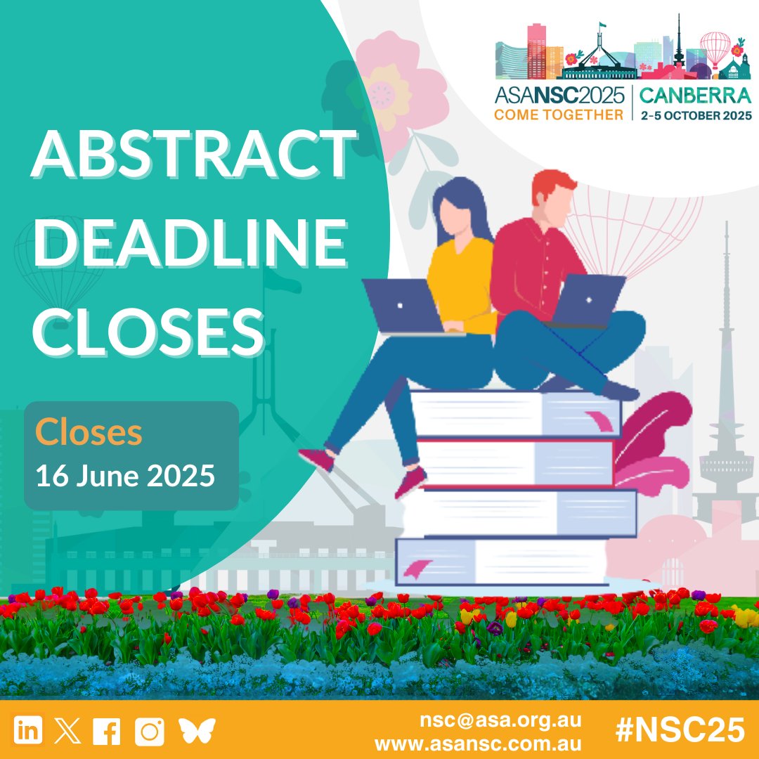 ASA_Australia's tweet image. Present your Research at the NSC25!

Read the Abstract Submission Guidelines, Presentation Formats and Prize Description before submitting your abstract through the eOrganiser portal. Submit your research before Monday 16th of June 2025. 

#NSC2025 #ASA #ResearchPresentation