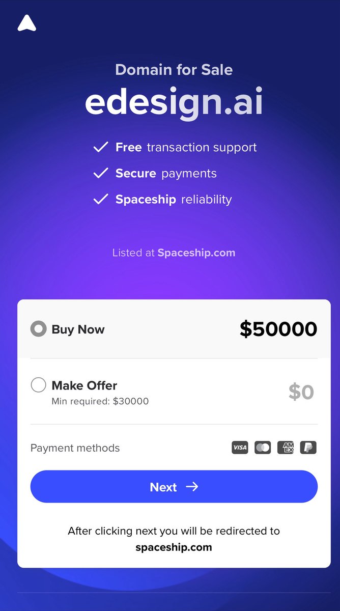 CryptoSuneo's tweet image. Handsome is very GOOD at picking names ~ 🍹 

Make your offer NOW

✅ Taken in 109 TLD
✅ Premium, Short, Memorable
✅ eDesign (electronic Design)
✅.ai Extension is HOT 🔥 

☑️ GO to eDesign.ai exclusively @spaceship lander &amp;amp; “MAKE OFFER” to negotiate with HANDSOME