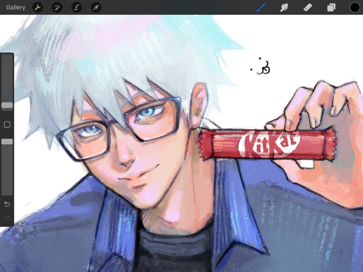 ryna_100's tweet image. trying out a different coloring technique with nerd gojo #wip