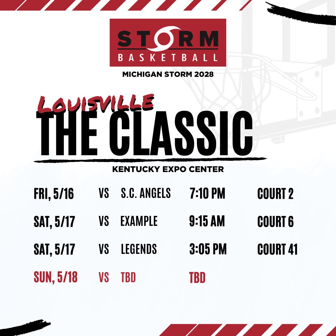 Maria Walker (@mariawalker2028) on Twitter photo My team’s and I schedule for the tournament The Classic in Louisville, Kentucky
<a href="/MichStorm2028/">Michigan Storm 2028</a> <a href="/stormAAU/">Michigan Storm Elite</a> My team’s and I schedule for the tournament The Classic in Louisville, Kentucky
<a href="/MichStorm2028/">Michigan Storm 2028</a> <a href="/stormAAU/">Michigan Storm Elite</a>