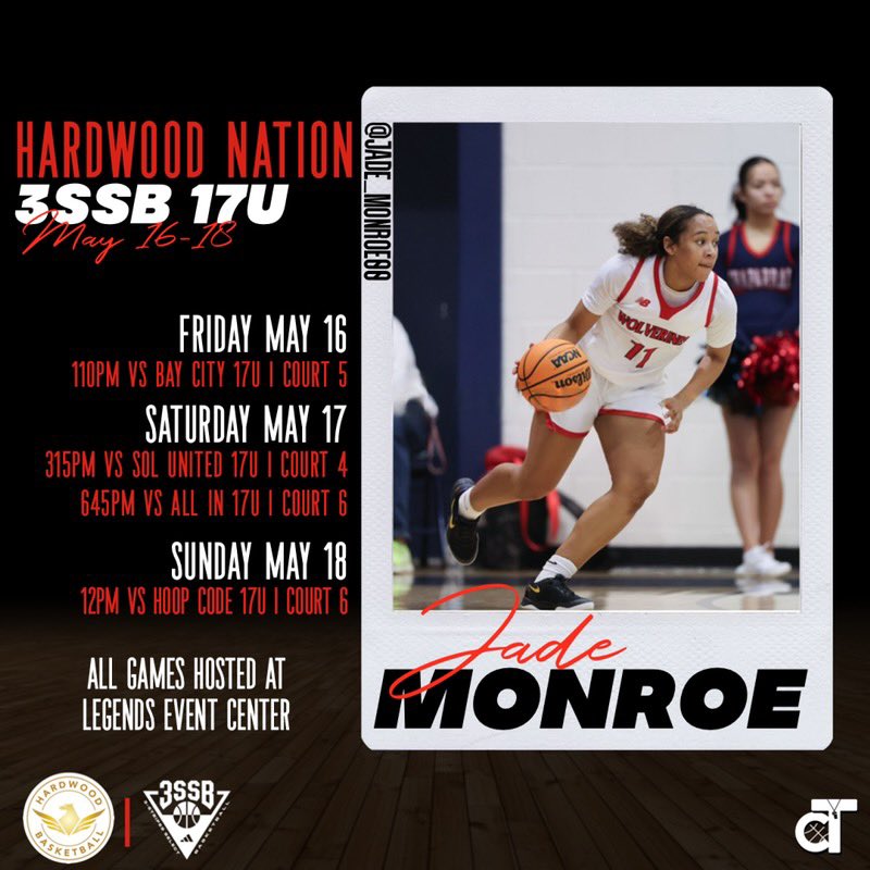 I can’t wait to get back on the court at the 3SSB Session II in Bryan, TX this weekend! Check out my schedule. <a href="/Hardwood_Elite/">Hardwood Basketball</a>