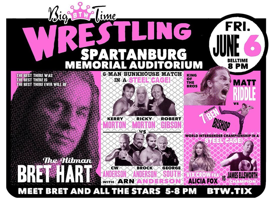 June 6th in Horsemen Country

The Andersons go to work in Spartanburg in a 6-man Bunkhouse, Steel Cage with <a href="/BTWProRP/">BigTimeWrestling </a>!

Visit btwtix.com for tickets

<a href="/BrockAndersonnn/">Brock Anderson</a> <a href="/ECWAnderson/">CW Anderson</a>