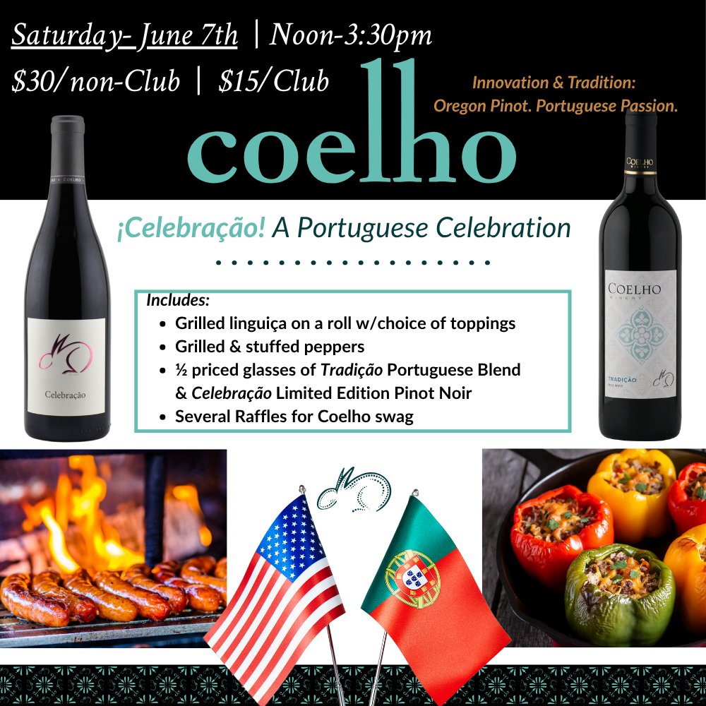 Coelho Winery Special Events Update - mailchi.mp/coelhowinery/q…
#lovethebunnywine #makemoments #coelhowinery #winetime #amityoregon #innovation&amp;tradition #barreltasting #BBQandWine #PortugeseEvent  #CoelhoPortugueseDay #WineAndLiveMusic #JacobWestfall #RoséAllDay #Frozé