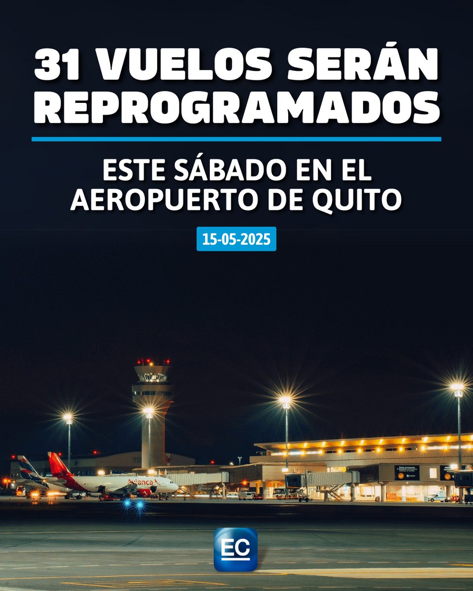 ✈️ El aeropuerto de #Quito cerrará 12 horas este sábado 17 de mayo: f.mtr.cool/qutixejstt