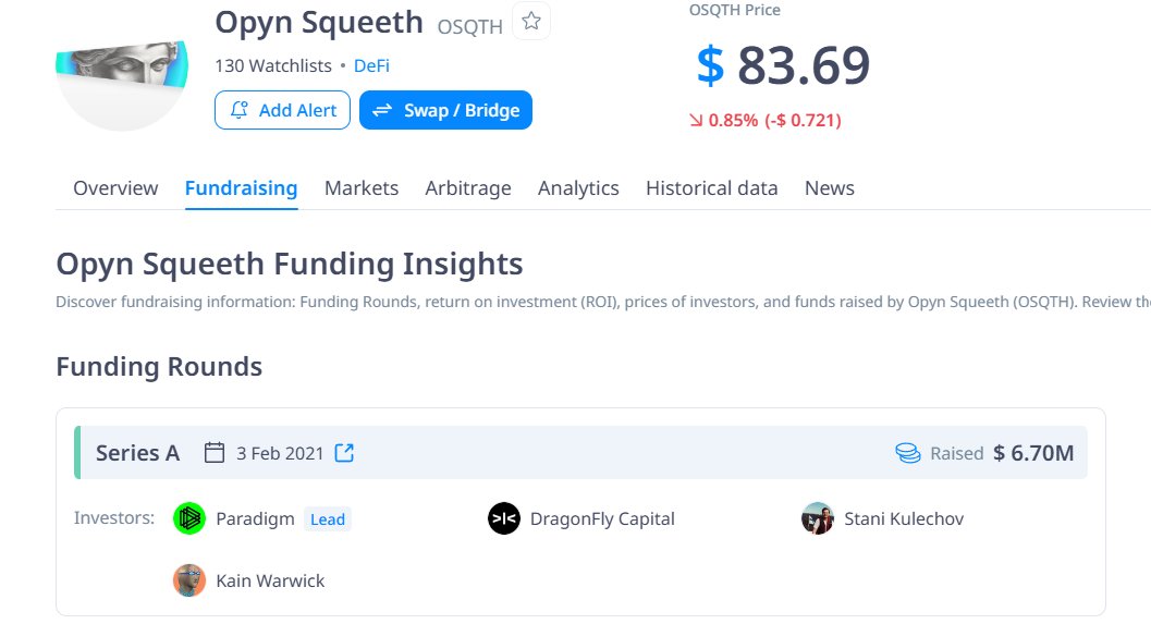 0xNotitle's tweet photo. $OSQTH Opyn TestNet

💸 Cost: 0$
💰 Raised : 8.9M

backed : Coinbase Ventures, Paradigm, 1KX, DragonFly Capital https://t.co/w7D4anBBZU