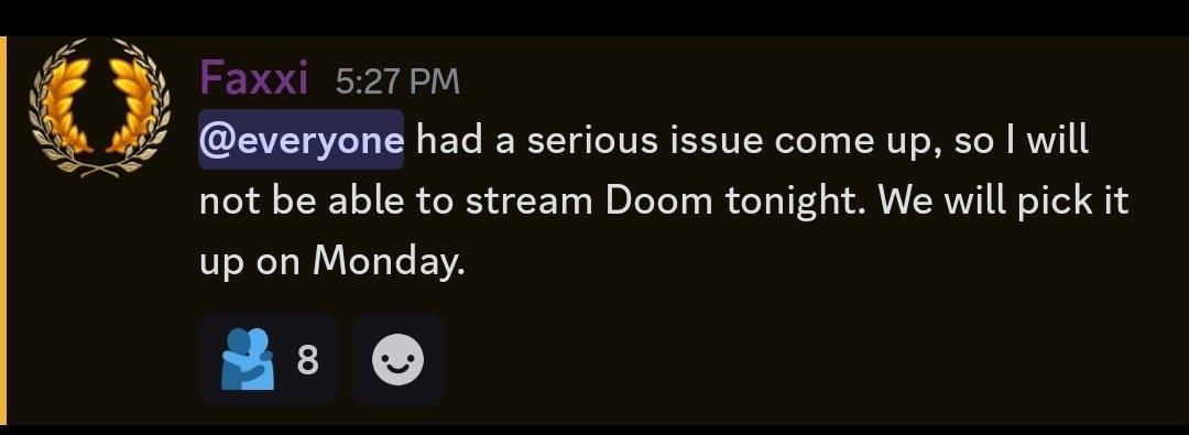 Re: tonight's DOOM stream.