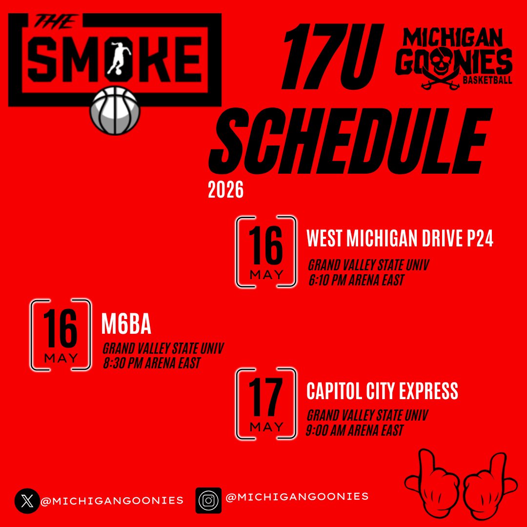 Michigan Goonies AAU (@michigangoonies) on Twitter photo The Girls hit the road back to GVSU for <a href="/Grassrootstourn/">Grassroots Tournaments ๐</a> The smoke! #GoonieNation <a href="/coach_lumbo/">Coach Lumbo</a> <a href="/BK2THEFULLEST/">Brandon Karas</a> <a href="/MichHSBball/">Mich HS Bball</a> <a href="/CoachEvanBell/">Evan Bell</a> The Girls hit the road back to GVSU for <a href="/Grassrootstourn/">Grassroots Tournaments ๐</a> The smoke! #GoonieNation <a href="/coach_lumbo/">Coach Lumbo</a> <a href="/BK2THEFULLEST/">Brandon Karas</a> <a href="/MichHSBball/">Mich HS Bball</a> <a href="/CoachEvanBell/">Evan Bell</a>