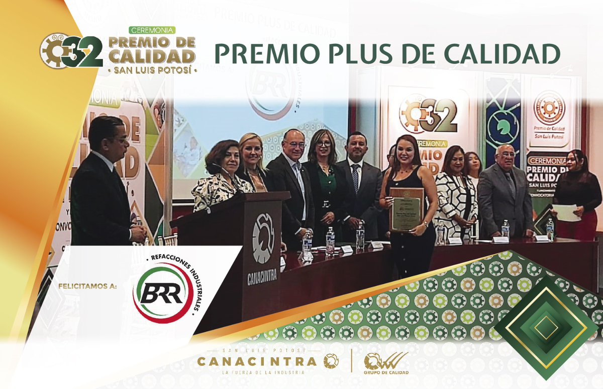 CANACINTRA_SLP's tweet photo. BINASA RODAMIENTOS Y REFACCIONES, S. DE R.L. DE C.V. recibió el "Premio Plus de Calidad San Luis Potosí 2024" Felicitaciones por ser empresa de excelencia @imeldaelizalde_ https://t.co/EfhihcrknC