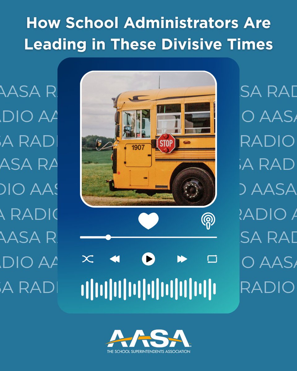 AASA (@aasahq) on Twitter photo How are school leaders navigating today’s divisive climate?
In this #AASARadio episode, AASA President and Superintendent <a href="/Supt_Balderas/">Gustavo Balderas</a>, hosts a powerful conversation with fellow superintendents <a href="/m_salazarzamora/">Dr. Martha SalazarZamora</a>, <a href="/DrAlexMarrero/">Dr. Alex Marrero</a>, and <a href="/DLawSuper/">David Law</a>.
🔗 Listen now: How are school leaders navigating today’s divisive climate?
In this #AASARadio episode, AASA President and Superintendent <a href="/Supt_Balderas/">Gustavo Balderas</a>, hosts a powerful conversation with fellow superintendents <a href="/m_salazarzamora/">Dr. Martha SalazarZamora</a>, <a href="/DrAlexMarrero/">Dr. Alex Marrero</a>, and <a href="/DLawSuper/">David Law</a>.
đź”— Listen now: