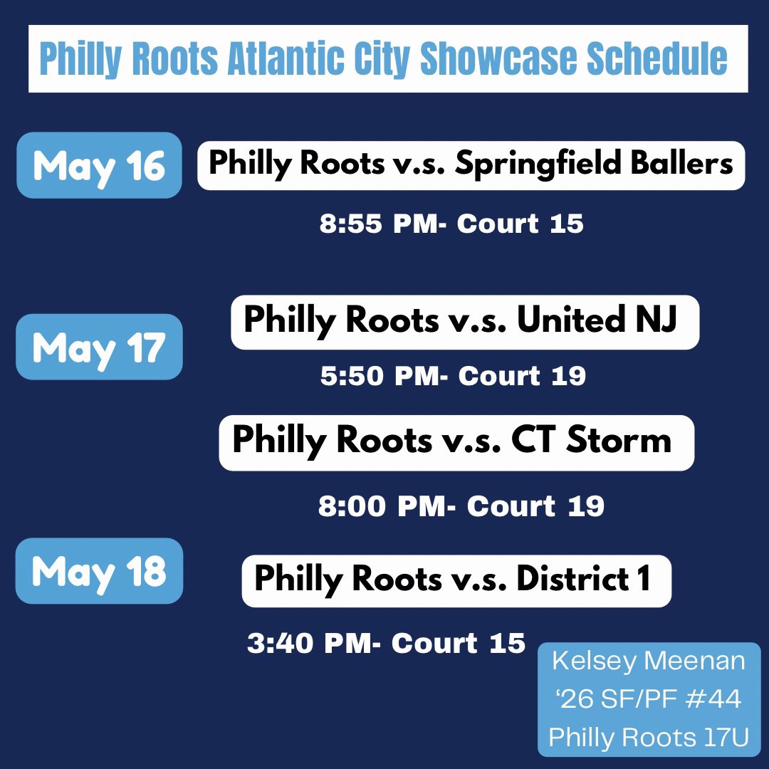 Here is my schedule for the Atlantic City Showcase this weekend!