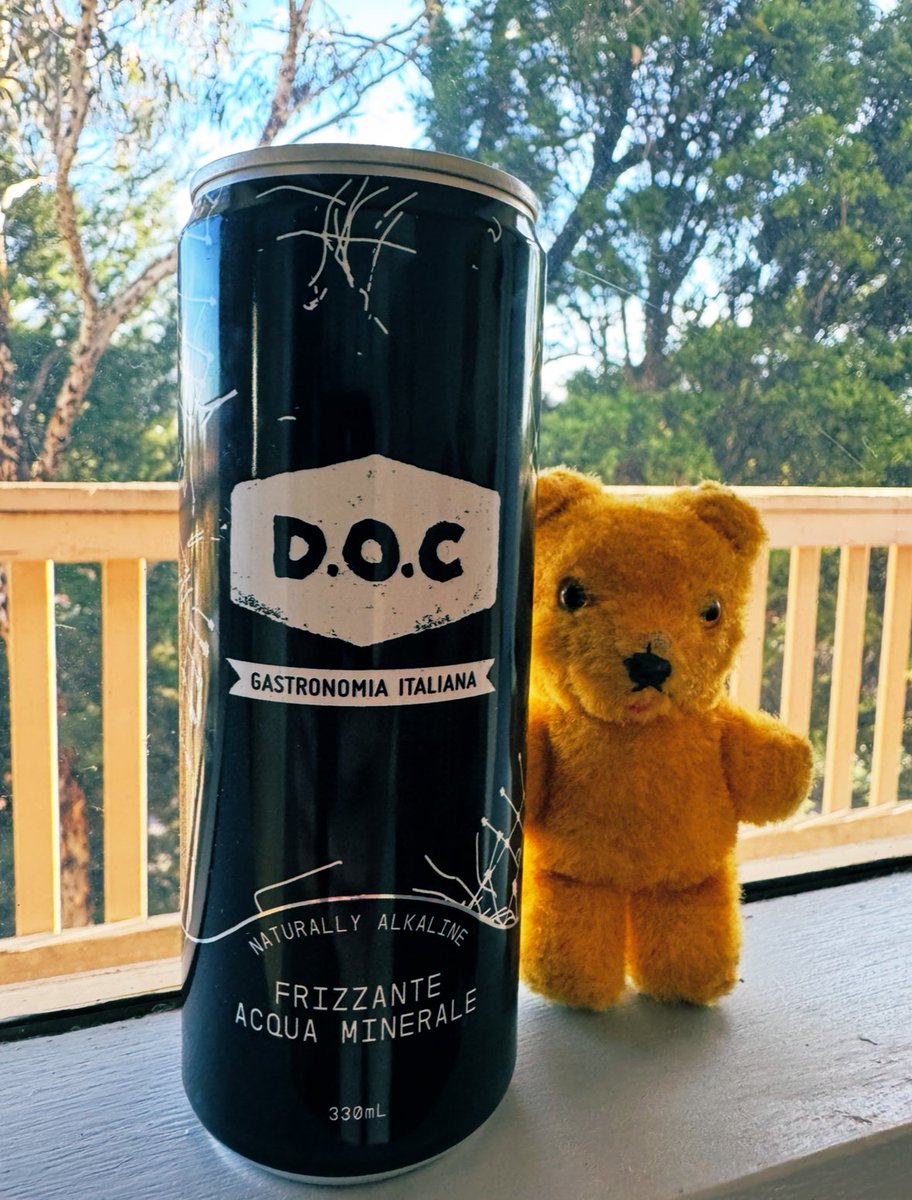 tinyteddy8's tweet image. &quot;Chillin&apos; with my little buddy 🧸 and a refreshing can of D.O.C. Gastronomia Italiana sparkling mineral water. Nothing beats this naturally alkaline fizz on a sunny day! 🌞 #Relax #SparklingWater #TeddyTime&quot;