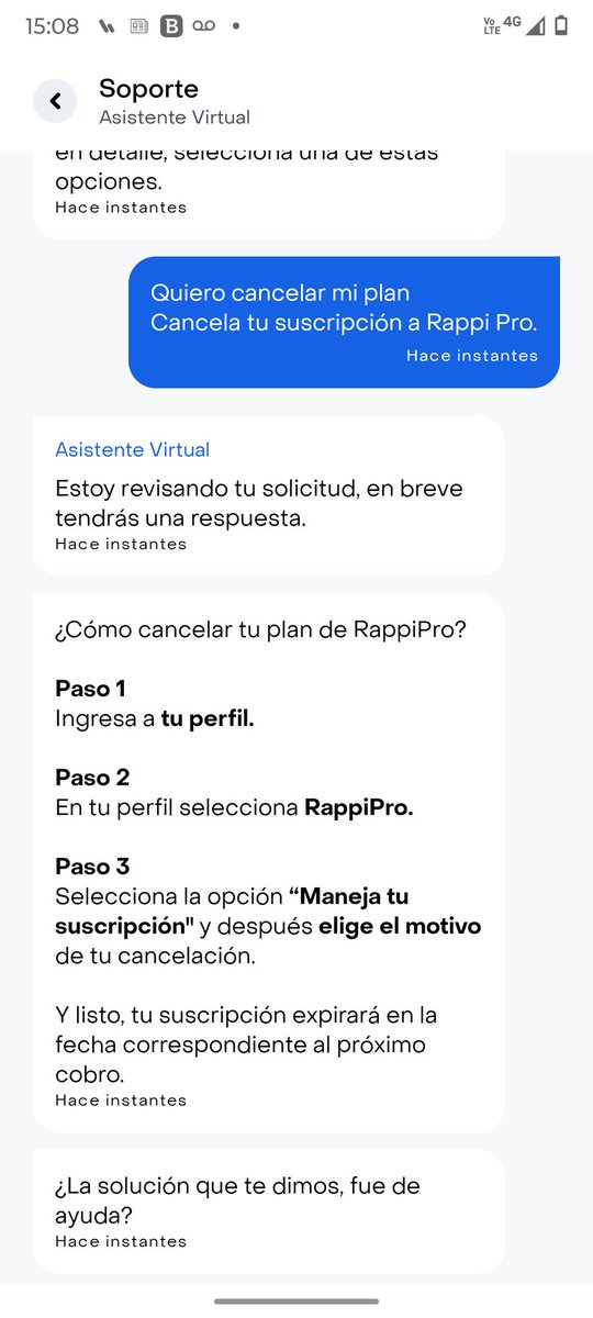 NicolasMartB's tweet photo. Hola @RappiColombia, cual es la forma de cancelar el servicio de Rappi Pro? La ruta de cancelación que informan en la app no existe (solo se puede mejorar el plan, pero no cancelarlo). @sicsuper https://t.co/UTCjW0G0w4