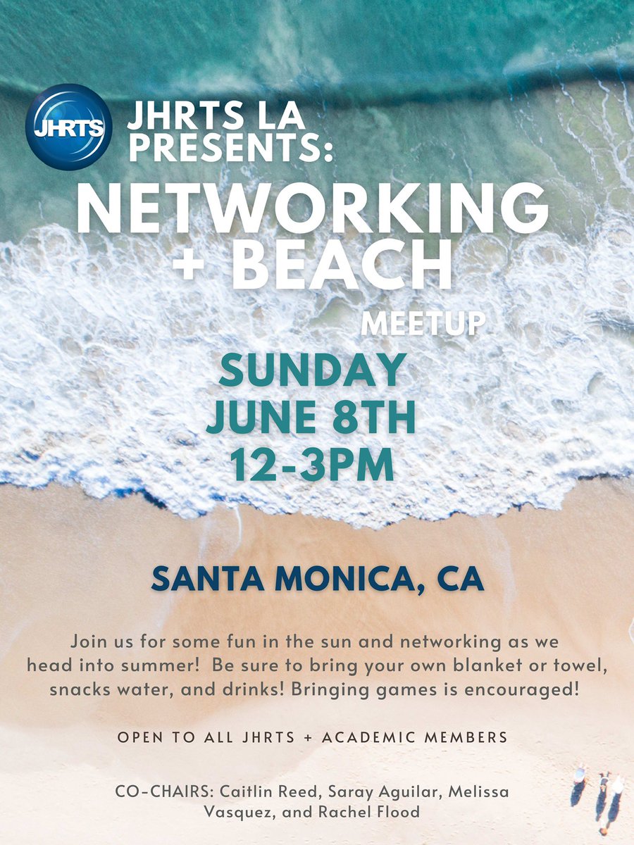 Join us for some fun in the sun and networking, as we head into summer! Be sure to bring your own blanket or towel, snacks, water, and drinks! Bringing games is encouraged!

Sunday, June 8, 2025
12 PM - 3 PM PT
Santa Monica, CA

RSVP: hrts.org/eventsmodule/#…