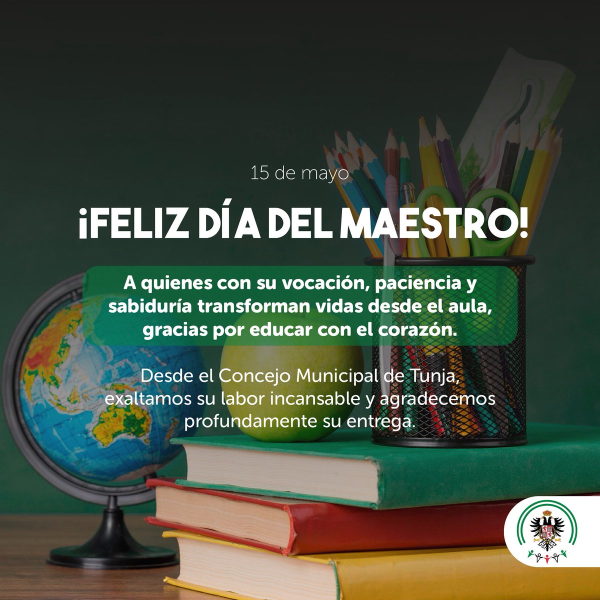 Desde el Concejo Municipal de Tunja, exaltamos su labor incansable y agradecemos profundamente su entrega. ¡Feliz Día del Maestro! 👩‍🏫👨‍🏫✨ #ConcejodeTunja