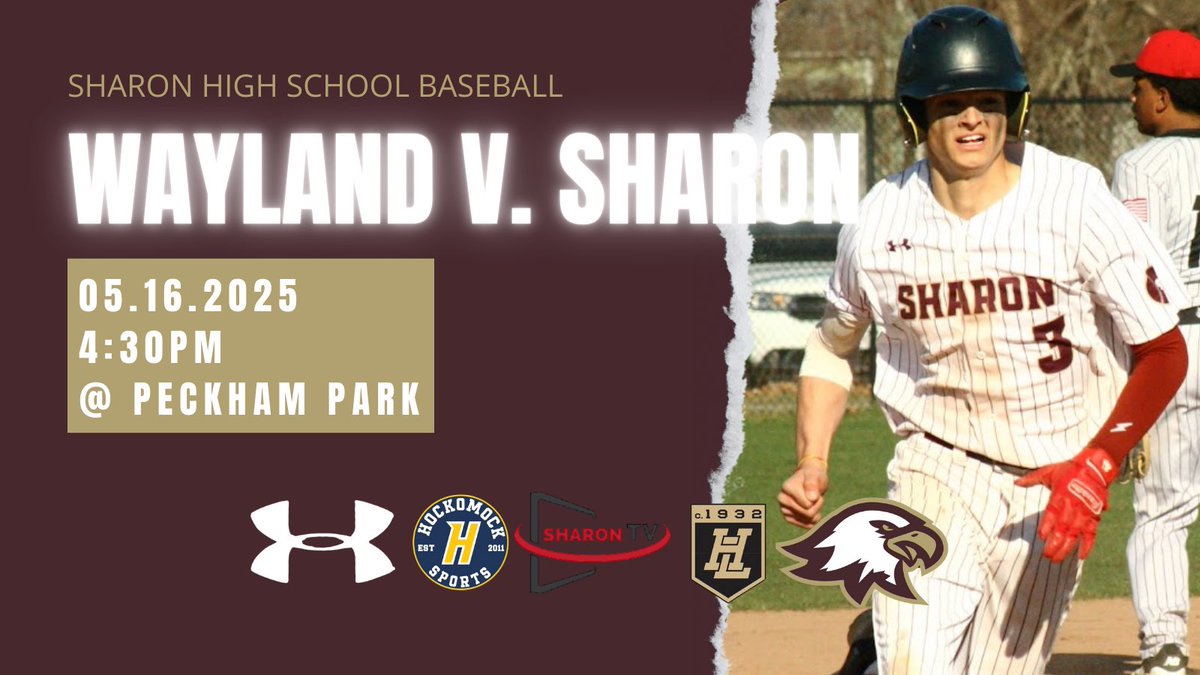 Sharon Baseball (@sharon_baseball) on Twitter photo The Eagles 🦅 will host Wayland on Friday afternoon at Peckham Park!
🔥 Game 1️⃣8️⃣
🆚: <a href="/OurWayBaseball/">Wayland Baseball</a>
📆: Friday, May 16
⌚: 4:30 PM
📍: Sharon High School
🏟️ : Peckham Park
🌡️: 77°, ☁️
#W.I.N.
#200ft
#Eaglepride🦅⚾
<a href="/HockomockSports/">HockomockSports</a> The Eagles 🦅 will host Wayland on Friday afternoon at Peckham Park!
🔥 Game 1️⃣8️⃣
🆚: <a href="/OurWayBaseball/">Wayland Baseball</a>
📆: Friday, May 16
⌚: 4:30 PM
📍: Sharon High School
🏟️ : Peckham Park
🌡️: 77°, ☁️
#W.I.N.
#200ft
#Eaglepride🦅⚾
<a href="/HockomockSports/">HockomockSports</a>