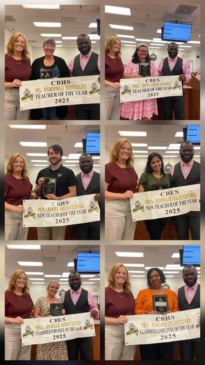 Last night, rhe school board celebrated and honored CBES and CBHS Teachers of the Year, New Teachers of the Year, and Classified Employees of the Year. Congratulations 🎊 to you all! Top Notch Drifters! <a href="/DrFelixAddo1/">Dr. Felix Addo</a> <a href="/k2blewis/">Dr. Kimbrelle Barbosa Lewis</a> <a href="/drsarahschmidt/">drsarahschmidt</a>