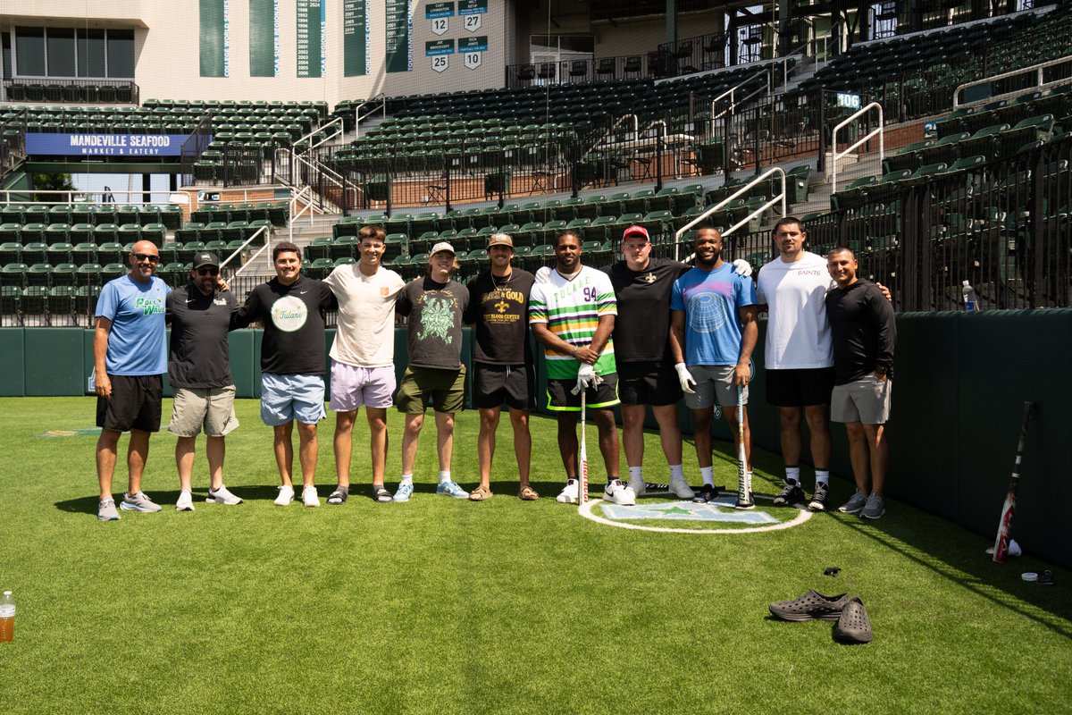 Had some familiar faces around #GFATS yesterday! It was great having some of the @saints defensive line out for some batting practice 💪

#RollWave🌊⚾️