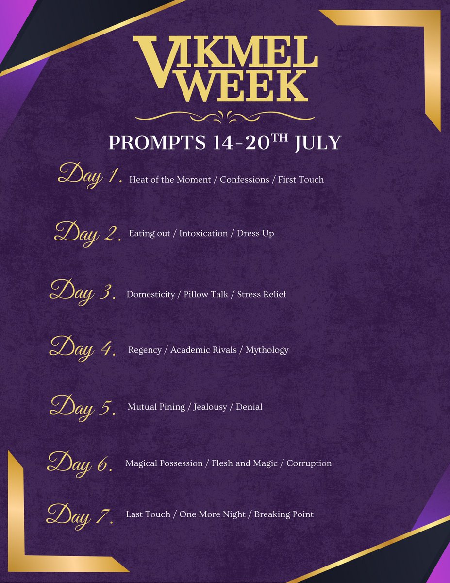 VikMelweek2025's tweet photo. Calling all the monsters! We are pleased to announce that VikMel week is official. Here is our list of prompts, running from July 14 - 20th. We will provide updates on the event on this account. #vikmelweek #vmweek https://t.co/hOsAj47hlZ