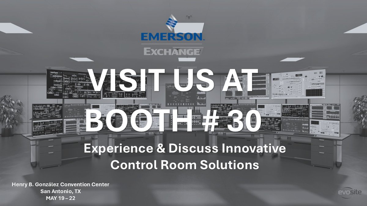 EvositeConsoles's tweet photo. Evosite will be at Emerson Exchange! Booth# 30
We will discuss our Innovative Control Room Solutions and showcase our Synergy Console!
Location: San Antonino, TX
MAY 19 – 22
#Evosite #ControlRooms #IronHorse #EvositeConsoles #SynergyConsole #EmersonExchange #Emerson #Ergonomics https://t.co/vVjMAxiueN