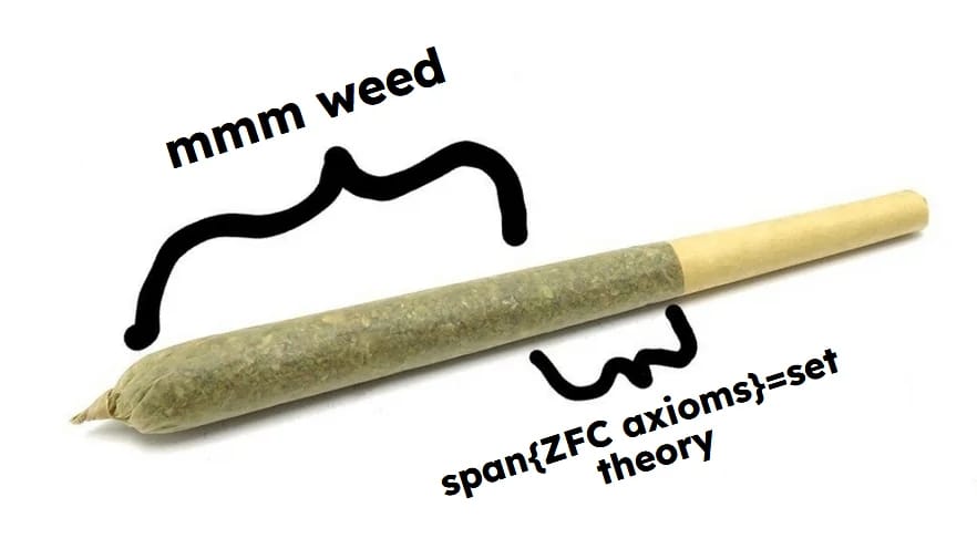 randomDeitie's tweet photo. Me: I swear I only touch pure math
Also, me at 3am:
mmm... span{ZFC axioms} = set theory
💨 This one hits harder than Russell’s paradox.
#Mathspaglu #MathMeme #SetTheory #ZFC #NerdHigh https://t.co/Db5T5tRL8n