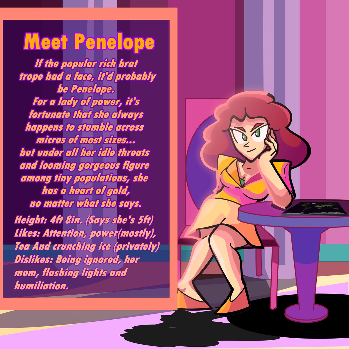 Meet Penelope for the first time! First character i think ever i'm solely focusing on interactions with micros, but hey, even a shortcake can be huge if someone (or countries) is small enough!
#SizeTwiter
