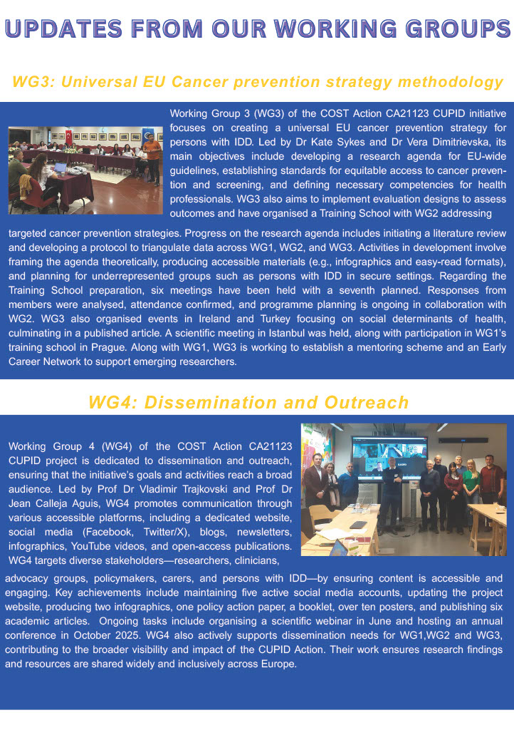 #Newsletter3 #CUPID #COSTAction #CA21123 #cancerprevention #intellectualdisabilities #WG #updates