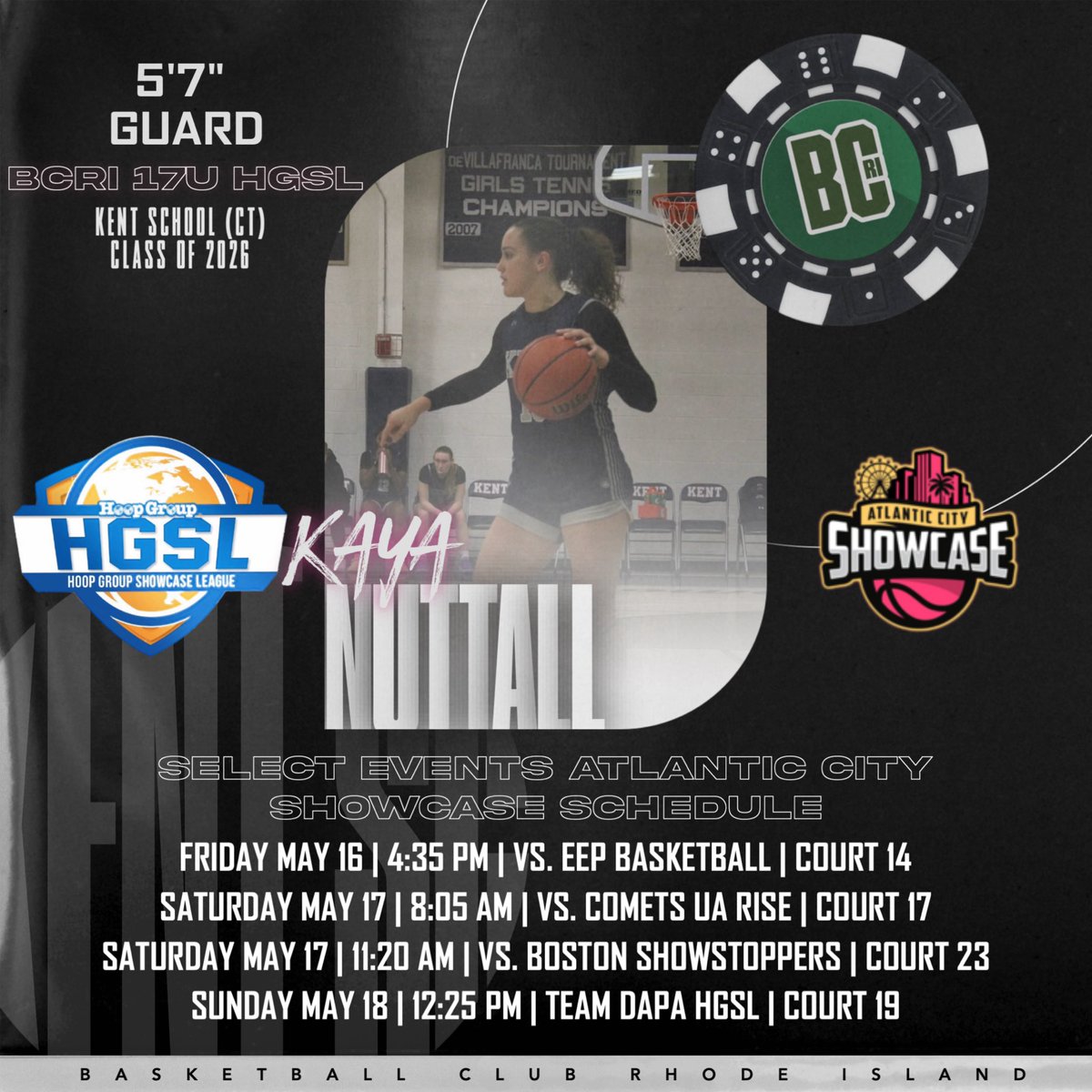 Kaya Nuttall (Kent ‘26) is a two way pg who just makes plays on both ends. Great instincts defensively and a fear less mindset make her an elite competitor. Offensively she is able to get into the lane and make plays for others. High academic prospect - immediate college impact